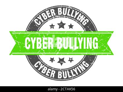 cyber bullying round stamp with ribbon. sign. label Stock Vector