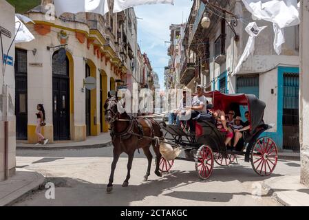 September 3, 2019: Horse carriage in the streets of Old Havana. Havana, Cuba Stock Photo