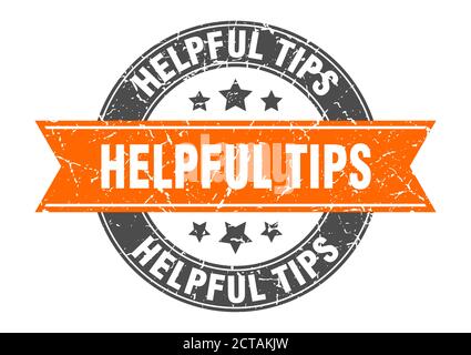 helpful tips round stamp with ribbon. sign. label Stock Vector