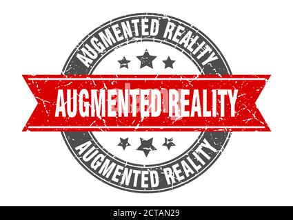 augmented reality round stamp with ribbon. sign. label Stock Vector