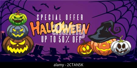 Halloween sale background, can be used for banners, brochures, flyers and more. the design can be edited easily as needed Stock Vector