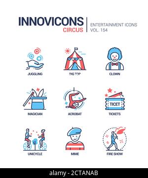 Circus - modern colorful line design style icons Stock Vector