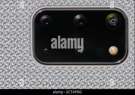 Set of lens in smartphone camera close up view Stock Photo