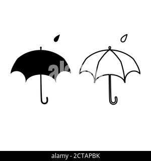 umbrella set of icons, flat design, outline contains only one detail, vector Stock Vector