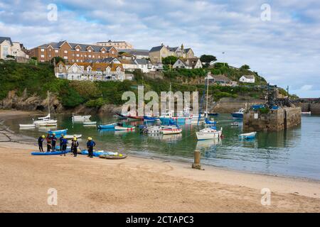 Harbour Cornwall, view in summer of the harbour in Newquay, Cornwall, southwest England, UK Stock Photo