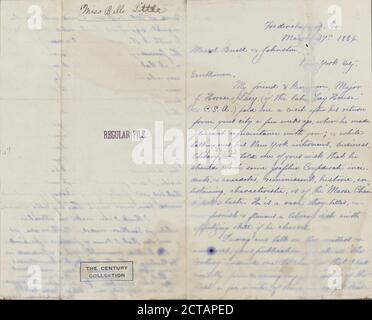 Little, Belle, text, Correspondence, 1886 Stock Photo