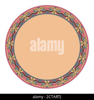 Geometric folklore ornament. Ethnic vector texture. Circular frame in vintage style. EPS10 Stock Vector