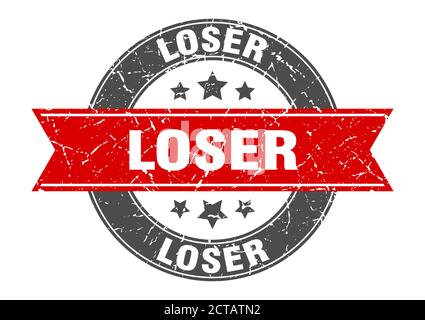loser round stamp with ribbon. sign. label Stock Vector