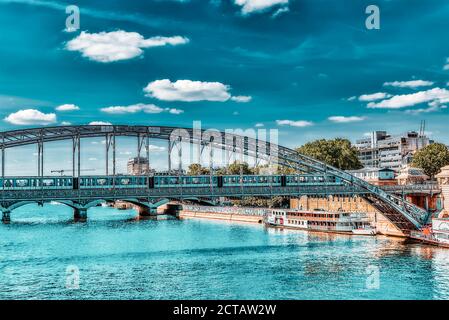 PARIS, FRANCE - JULY 09, 2016 : City views of one of the most beautiful cities in the world - Paris. Austerlitz Bridge. Stock Photo