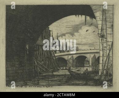 L'arche du Pont Notre-Dame., still image, Prints, 1853, Méryon, Charles (1821-1868 Stock Photo