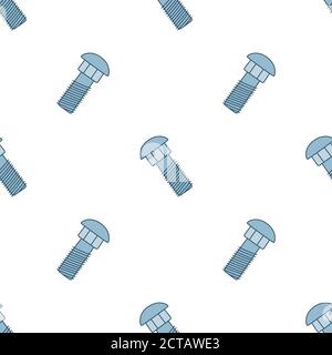 Seamless pattern with doodle screws. Texture with hand drawn bolts. Vector Stock Vector