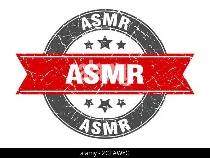 asmr round stamp with ribbon. sign. label Stock Vector