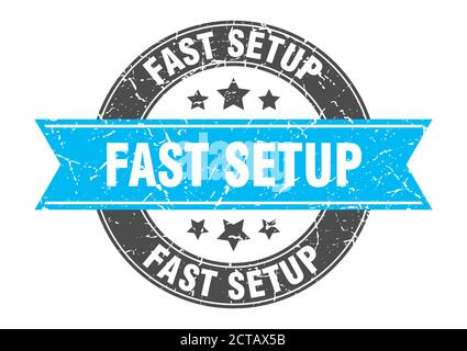 fast setup round stamp with ribbon. sign. label Stock Vector