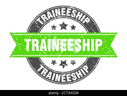 traineeship round stamp with ribbon. sign. label Stock Vector