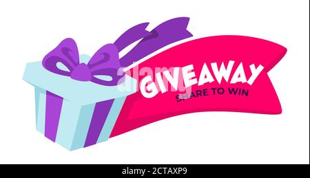 Giveaway share to win advertisement in social media Stock Vector