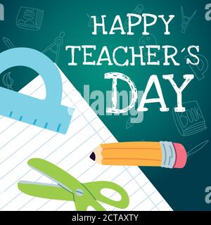 happy teachers day, poster, brochure, banner and greeting card vector illustration design Stock Vector