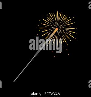 colorful party sparkler isolated on black vector illustration EPS10 Stock Vector