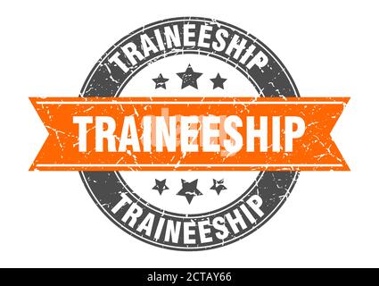 traineeship round stamp with ribbon. sign. label Stock Vector