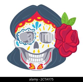 Day of the dead, Mexican tradition of skull make up Stock Vector