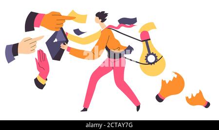 Worker giving ideas at work, partnership and teamwork Stock Vector