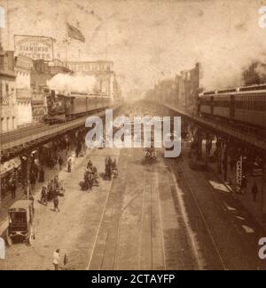 The Bowery and elevated railroads, New York, by Kilburn, B. W ...