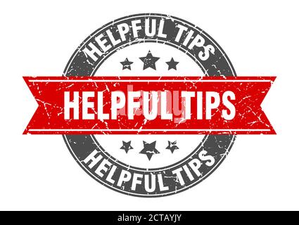 helpful tips round stamp with ribbon. sign. label Stock Vector