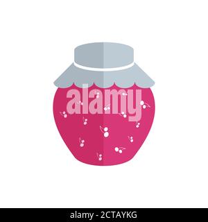 Cherry jam jar editable icon, flat style design, vector Stock Vector