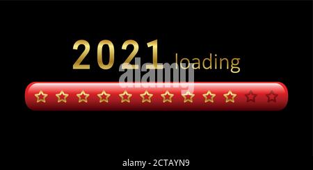 2021 loading golden bar with stars vector illustration EPS10 Stock Vector