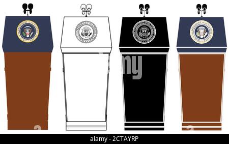 Presidential Blue Goose Lectern colored Stock Vector