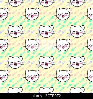 Seamless pattern cats background pastel colours Stock Vector