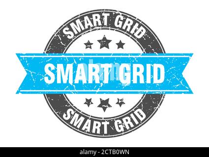 smart grid round stamp with ribbon. sign. label Stock Vector