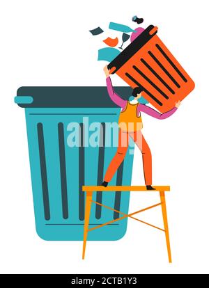 Collecting and sorting garbage, recycling paper waste vector Stock Vector