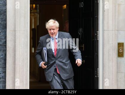 London, UK. 22nd Sep, 2020. Prime Minister, Boris Johnson, leaves Downing Street to go to parliament. He will make a statement about new lockdown restrictions. Credit: Tommy London/Alamy Live News Stock Photo