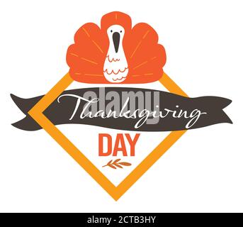 Thanksgiving day greeting banner with turkey bird vector Stock Vector