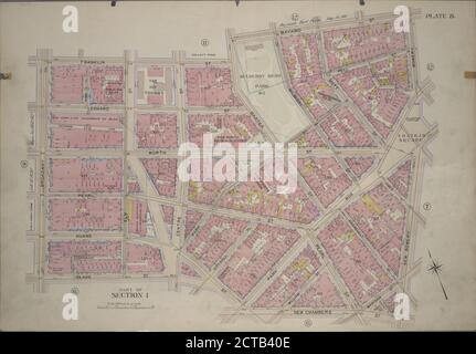 Plate 8, Part of Section 1: Bounded by Franklin Street, Bayard Street, Bowery, Chatham Square, New Bowery, Madison Street, New Chambers Street, William Street, Duane Street, Reade Street and Broadway, cartographic, Maps, 1899, Bromley, Walter Scott, Bromley, George Washington Stock Photo