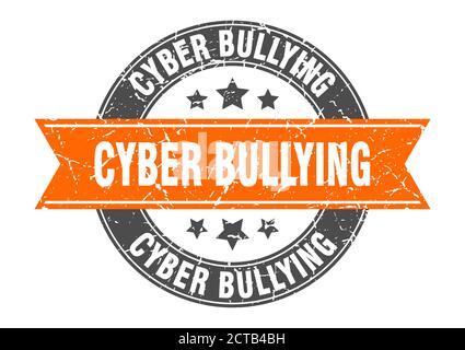 cyber bullying round stamp with ribbon. sign. label Stock Vector