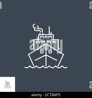 Cruise Ship Related Vector Line Icon. Stock Vector