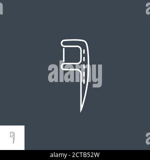 Floss Toothpick Line Icon Stock Vector
