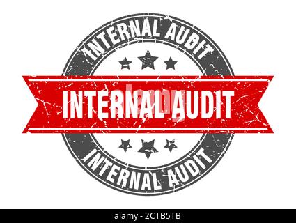 internal audit round stamp with ribbon. sign. label Stock Vector