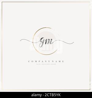 Letter GM Initial Logo With Hand Draw Floral, Initial Wedding Font Logo  With Circle And Flowers. Royalty Free SVG, Cliparts, Vectors, and Stock  Illustration. Image 164067255.