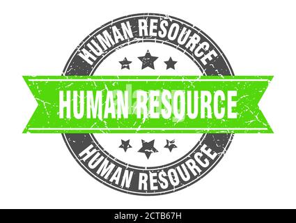 human resource round stamp with ribbon. sign. label Stock Vector