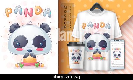 Happy bear - poster and merchandising. Stock Vector