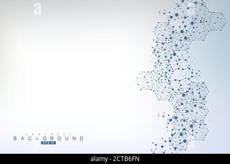 Hexagonal abstract background. Big Data Visualization. Global network connection. Medical, technology, science background. Vector illustration. Stock Vector