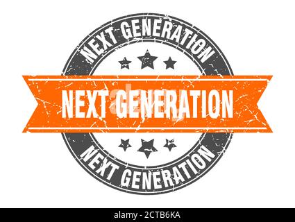 next generation round stamp with ribbon. sign. label Stock Vector