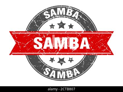 samba round stamp with ribbon. sign. label Stock Vector