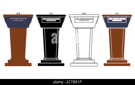 White House Press Room Lectern Stock Vector