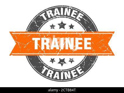 trainee round stamp with ribbon. sign. label Stock Vector