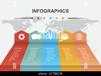 Infographic design template with perspective arrows, stock vector Stock Vector