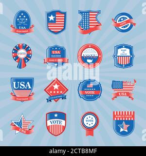 usa elections and vote detailed style icons collection design, presidents day theme Vector illustration Stock Vector