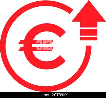 Cost symbol euro increase icon. Vector symbol image isolated on background Stock Vector